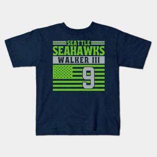 Seattle Seahawks Walker III 9 American Flag Football Kids T-Shirt